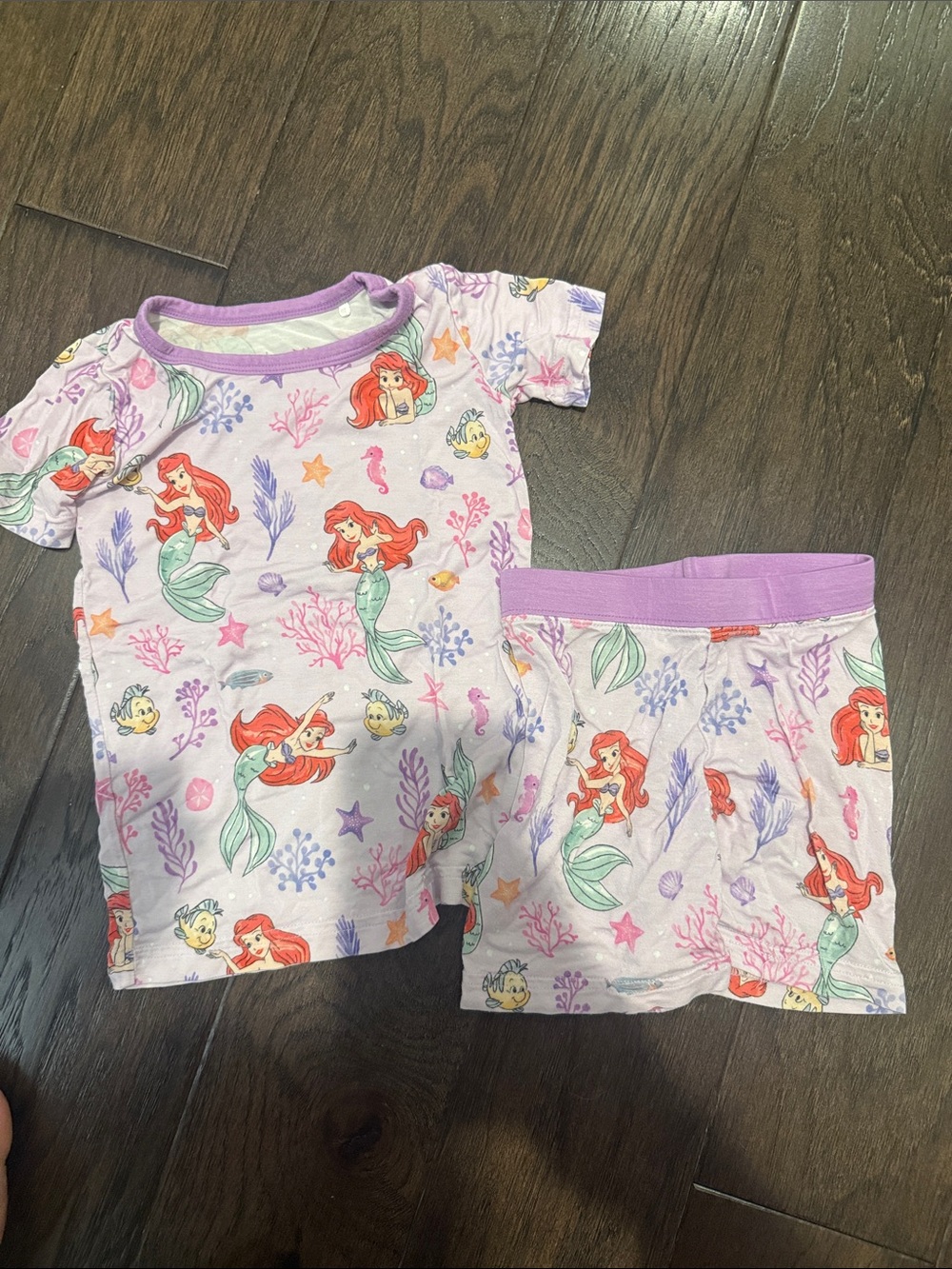 Little Sleepies Lavender Ariel Short Sleeve Pajama Set with Purple Trim
